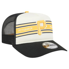 Pittsburgh Pirates Banner A-Frame 9FIFTY Trucker Snapback Hat Cream/Black