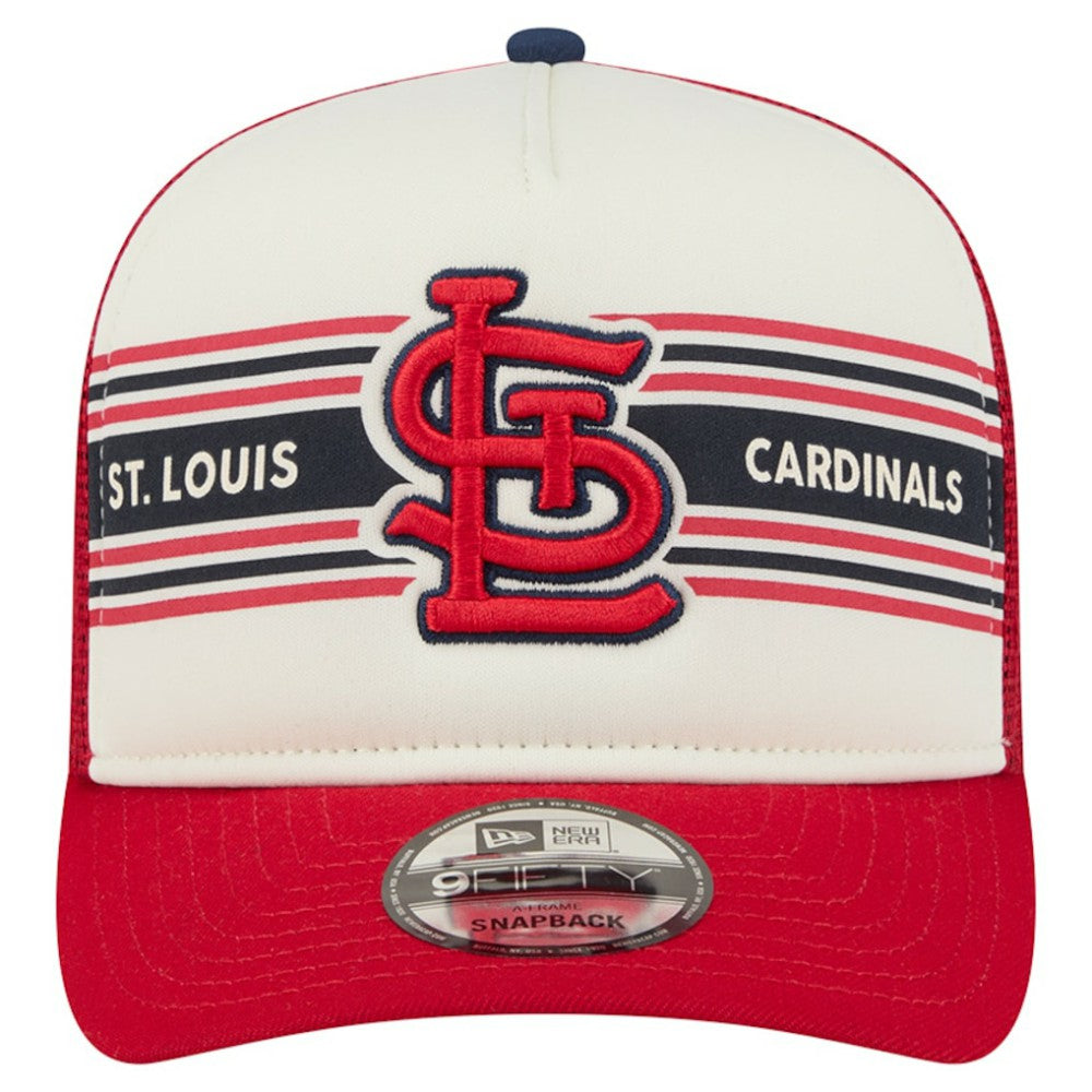 St. Louis Cardinals Banner A-Frame 9FIFTY Trucker Snapback Hat Cream/Red