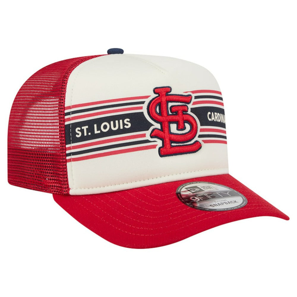 St. Louis Cardinals Banner A-Frame 9FIFTY Trucker Snapback Hat Cream/Red