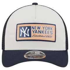 New York Yankees Text A-Frame Trucker 9FORTY Hat Stone/Navy