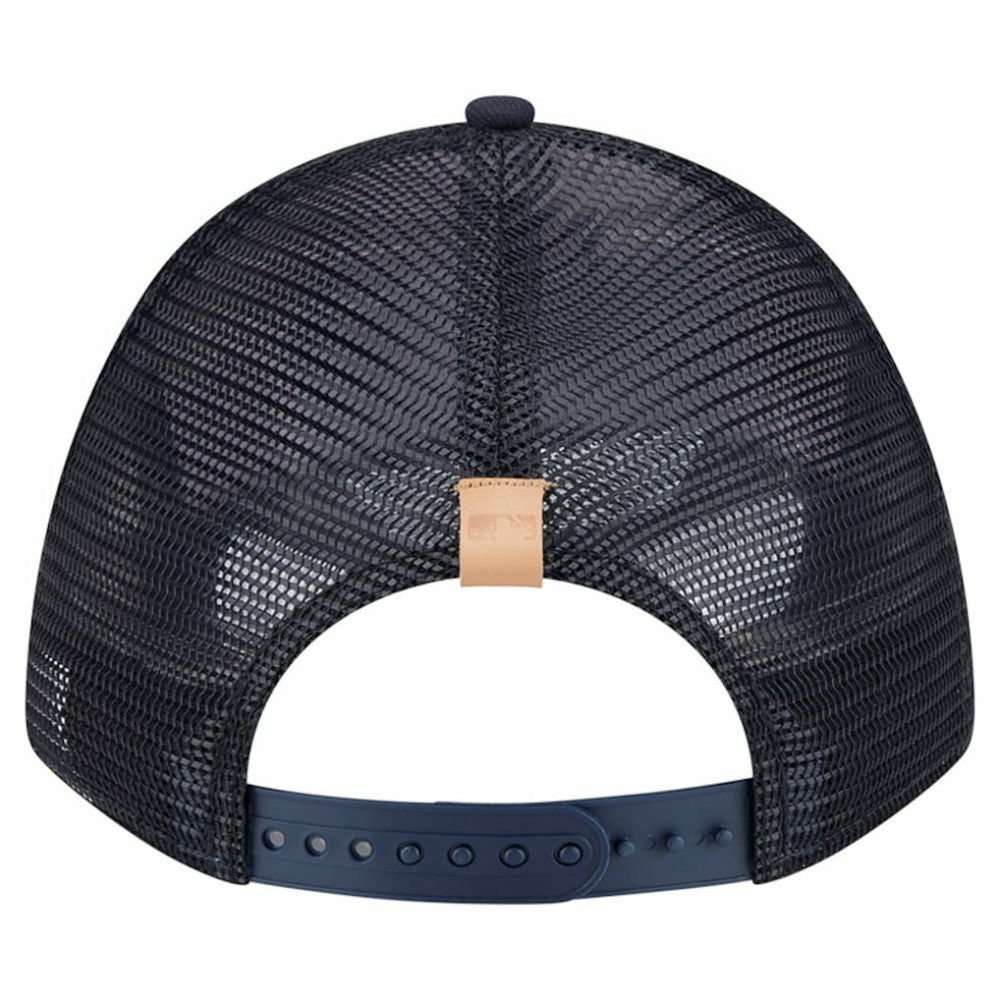 New York Yankees Text A-Frame Trucker 9FORTY Hat Stone/Navy