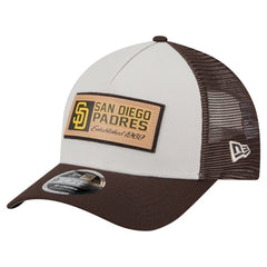 San Diego Padres Text A-Frame Trucker 9FORTY Hat Stone/Brown
