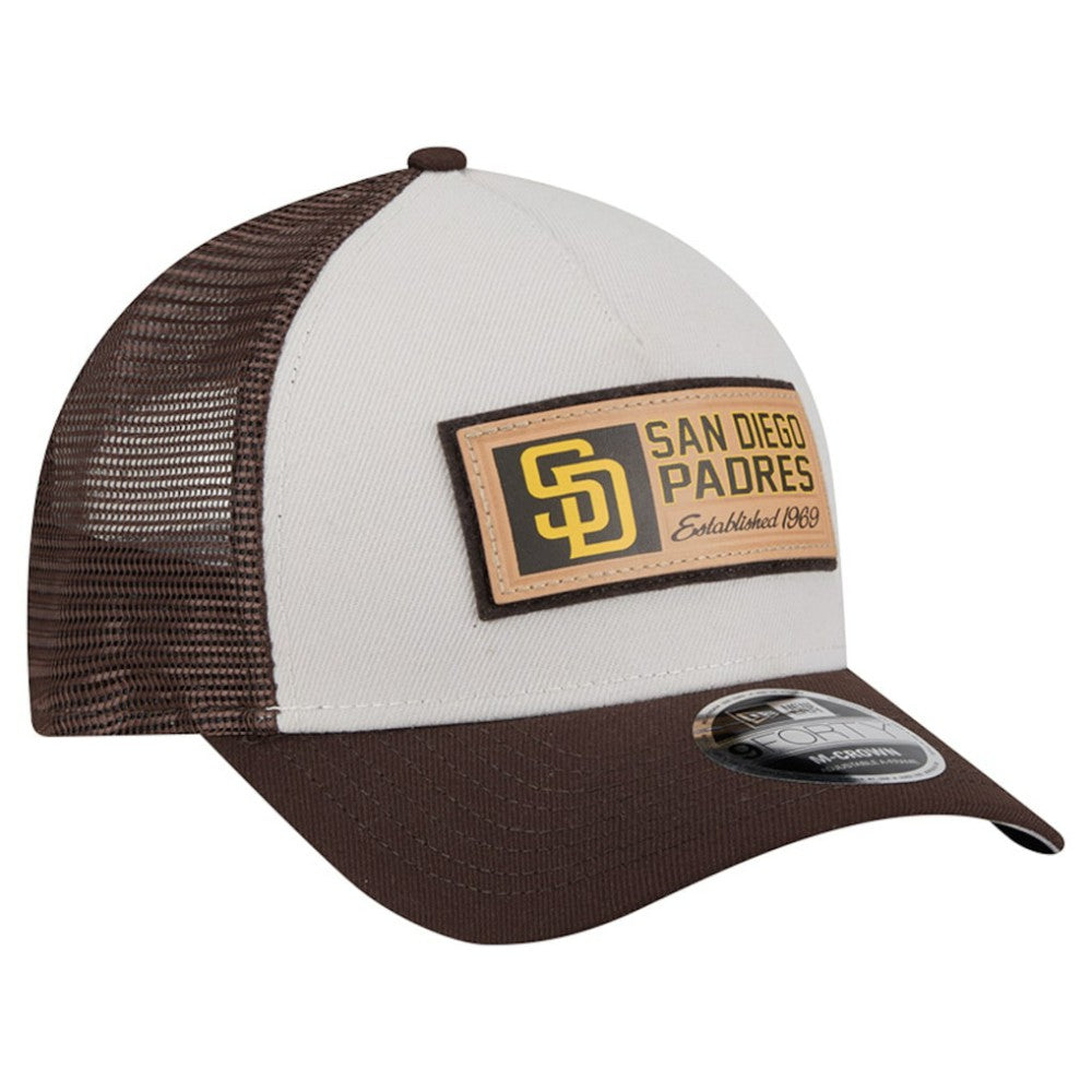 San Diego Padres Text A-Frame Trucker 9FORTY Hat Stone/Brown