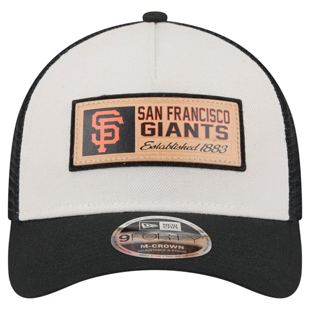 San Francisco Giants Text A-Frame Trucker 9FORTY Hat Stone/Black