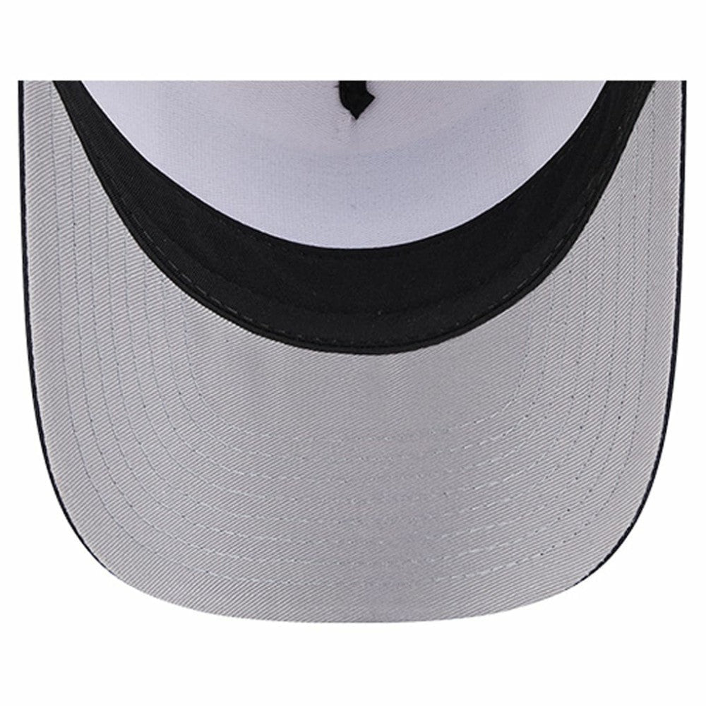 Atlanta Braves Text A-Frame Trucker 9FORTY Hat Stone/Navy
