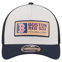 Boston Red Sox Text A-Frame Trucker 9FORTY Hat Stone/Navy