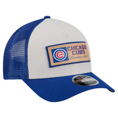 Chicago Cubs Text A-Frame Trucker 9FORTY Hat Stone/Royal