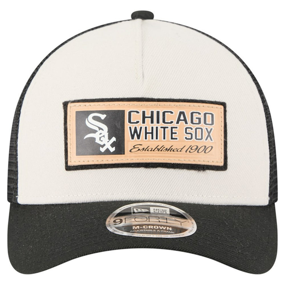 Chicago White Sox Text A-Frame Trucker 9FORTY Hat Stone/Black