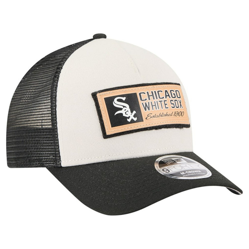 Chicago White Sox Text A-Frame Trucker 9FORTY Hat Stone/Black