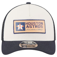 Houston Astros Text A-Frame Trucker 9FORTY Hat Stone/Navy