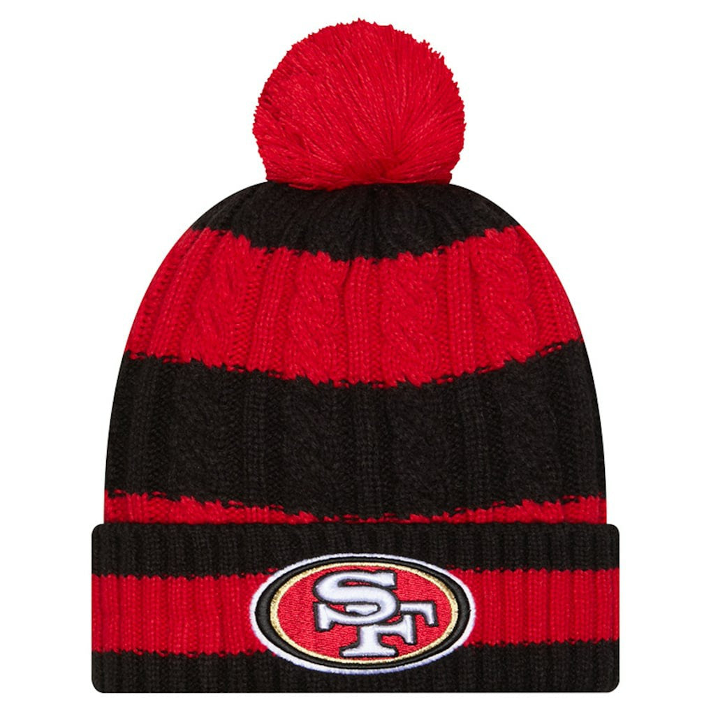 San Francisco 49ers New Era Women's Braided Cuffed Knit Hat with Pom - Scarlet sale