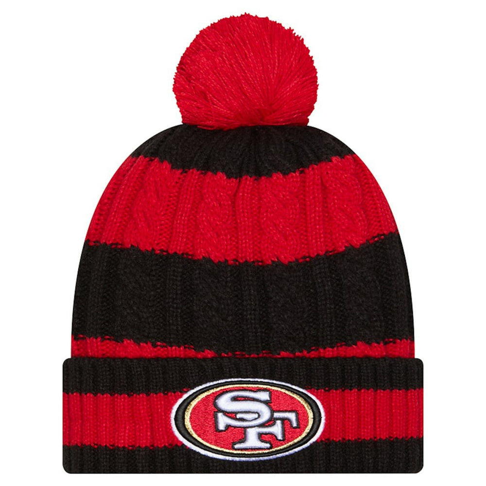 San Francisco 49ers New Era Women's Braided Cuffed Knit Hat with Pom - Scarlet sale