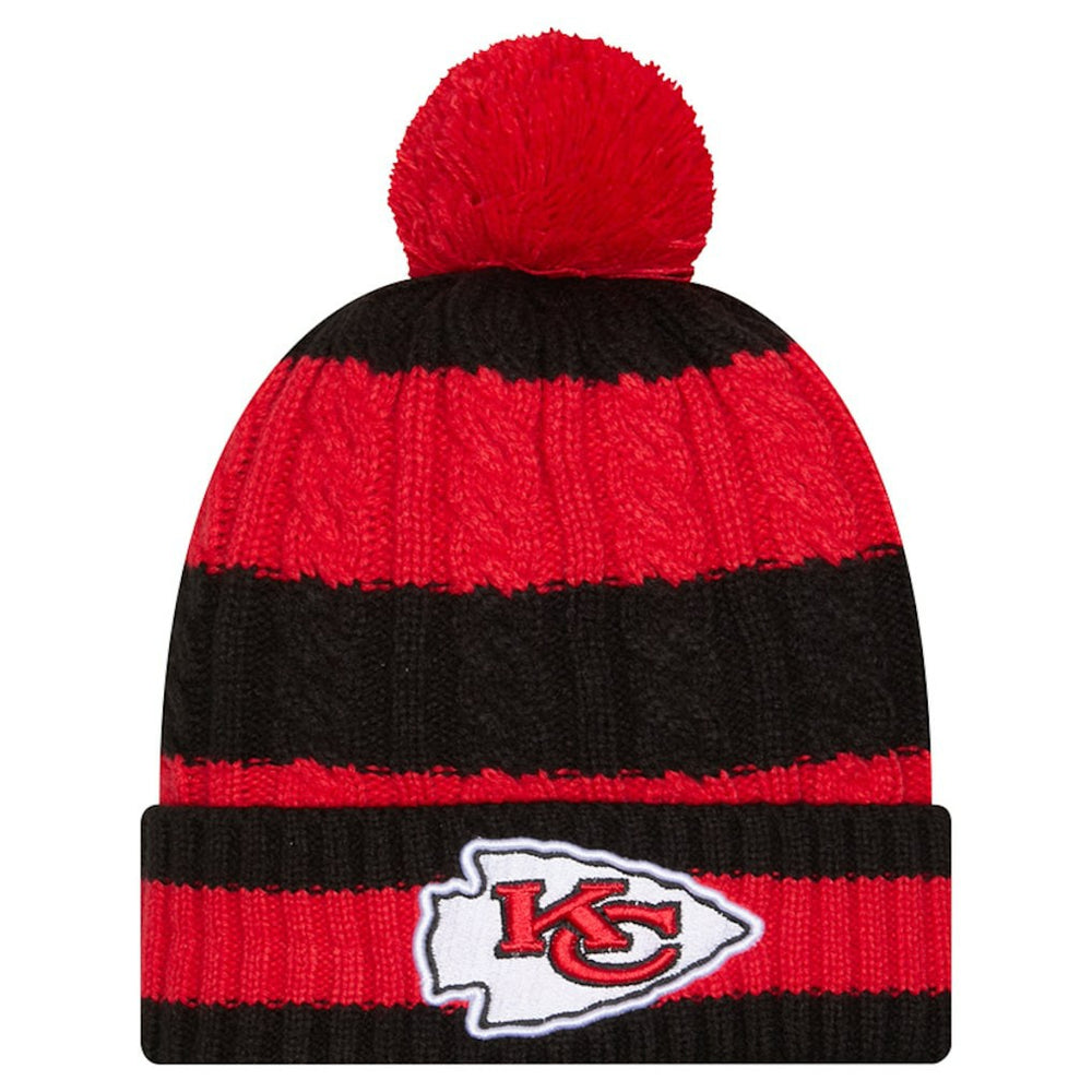 Kansas City Chiefs New Era Women's Braided Cuffed Knit Hat with Pom - Red discount