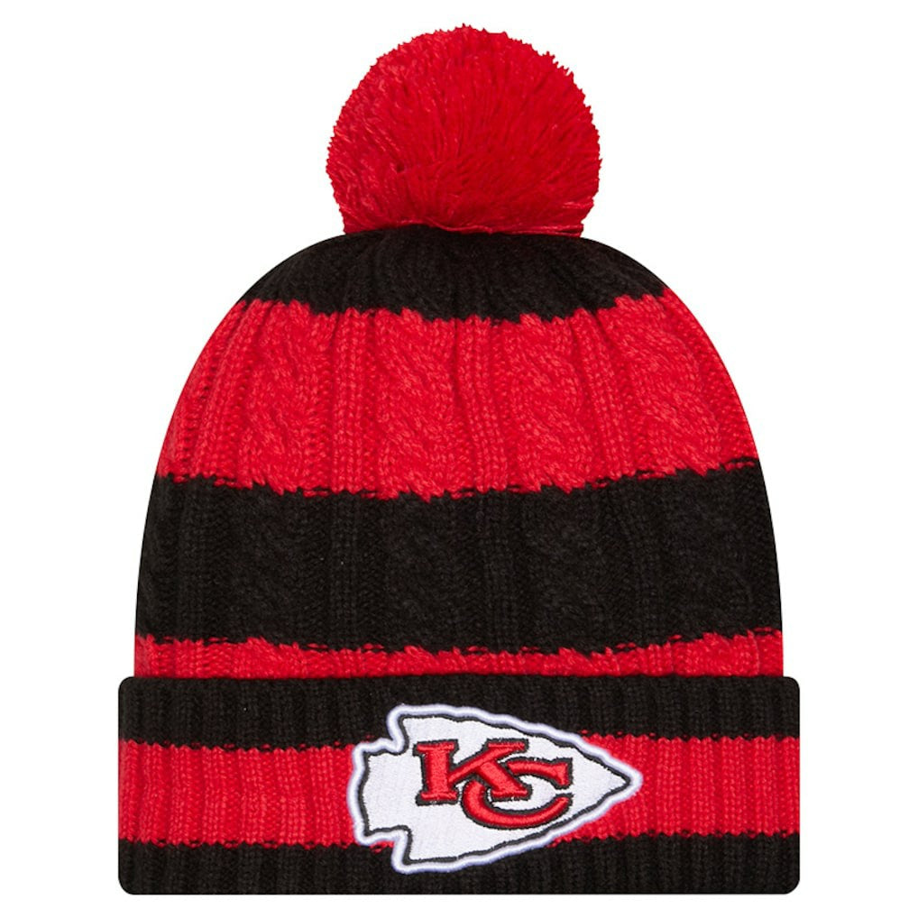 Kansas City Chiefs New Era Women's Braided Cuffed Knit Hat with Pom - Red discount