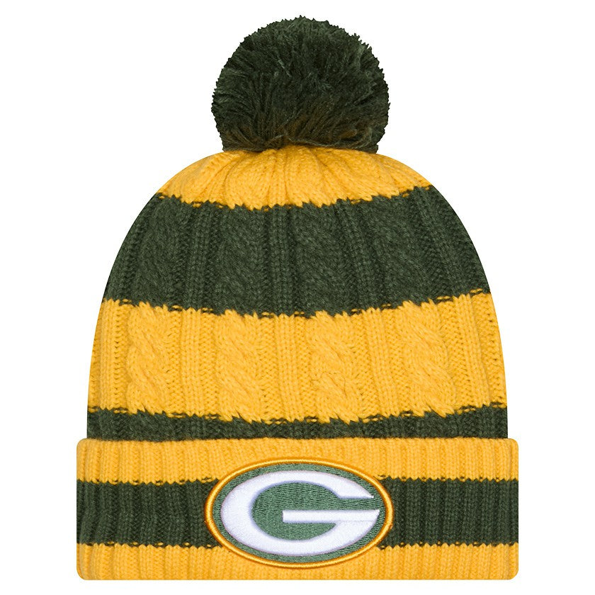 Green Bay Packers New Era Women's Braided Cuffed Knit Hat with Pom - Green online