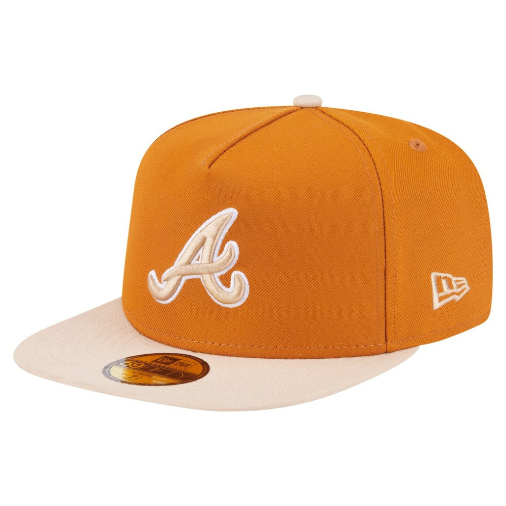 Atlanta Braves Two-Tone Color Pack A-Frame 59FIFTY Fitted Hat Orange/Light Beige