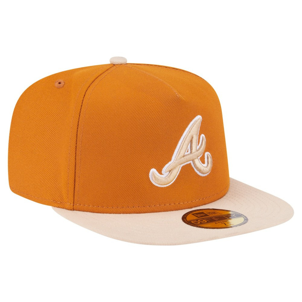 Atlanta Braves Two-Tone Color Pack A-Frame 59FIFTY Fitted Hat Orange/Light Beige