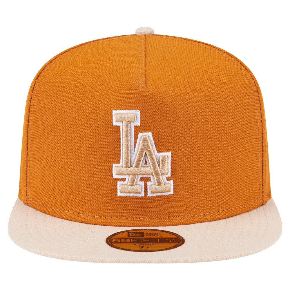 Los Angeles Dodgers Two-Tone Color Pack A-Frame 59FIFTY Fitted Hat Orange/Light Beige