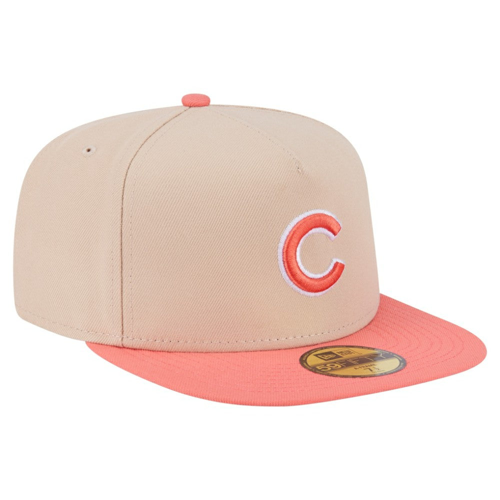 Chicago Cubs Two-Tone Color Pack A-Frame 59FIFTY Fitted Hat Light Beige/Coral