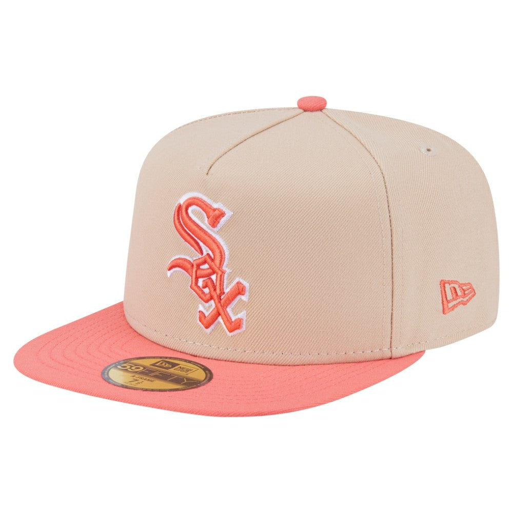 Chicago White Sox Two-Tone Color Pack A-Frame 59FIFTY Fitted Hat Light Beige/Coral
