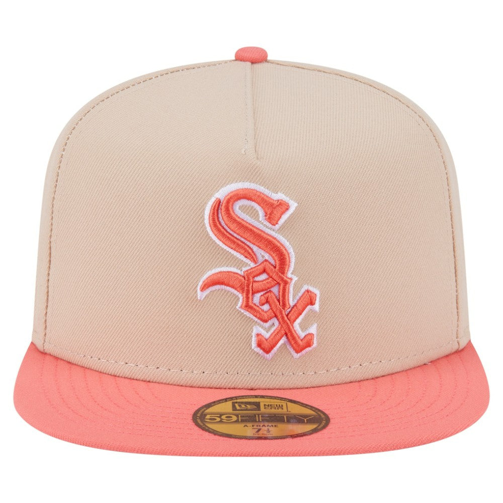 Chicago White Sox Two-Tone Color Pack A-Frame 59FIFTY Fitted Hat Light Beige/Coral