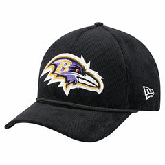 Baltimore Ravens New Era Cord Corduroy 9FORTY A-Frame Adjustable Hat - Black for sale