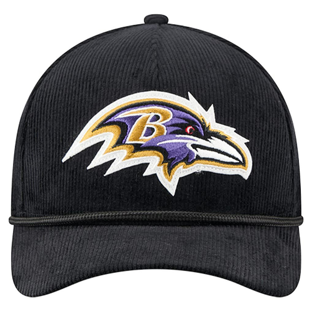 Baltimore Ravens New Era Cord Corduroy 9FORTY A-Frame Adjustable Hat - Black for sale