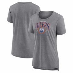 Edmonton Oilers Women's Reign Supreme Tri-Blend T-Shirt - Gray T-shirts