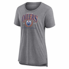 Edmonton Oilers Women's Reign Supreme Tri-Blend T-Shirt - Gray T-shirts