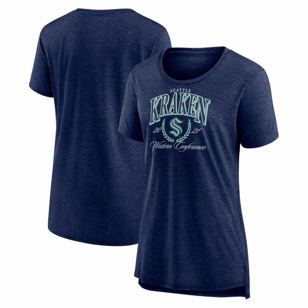 Seattle Kraken Women's Reign Supreme Tri-Blend T-Shirt - Deep Sea Blue T-shirts