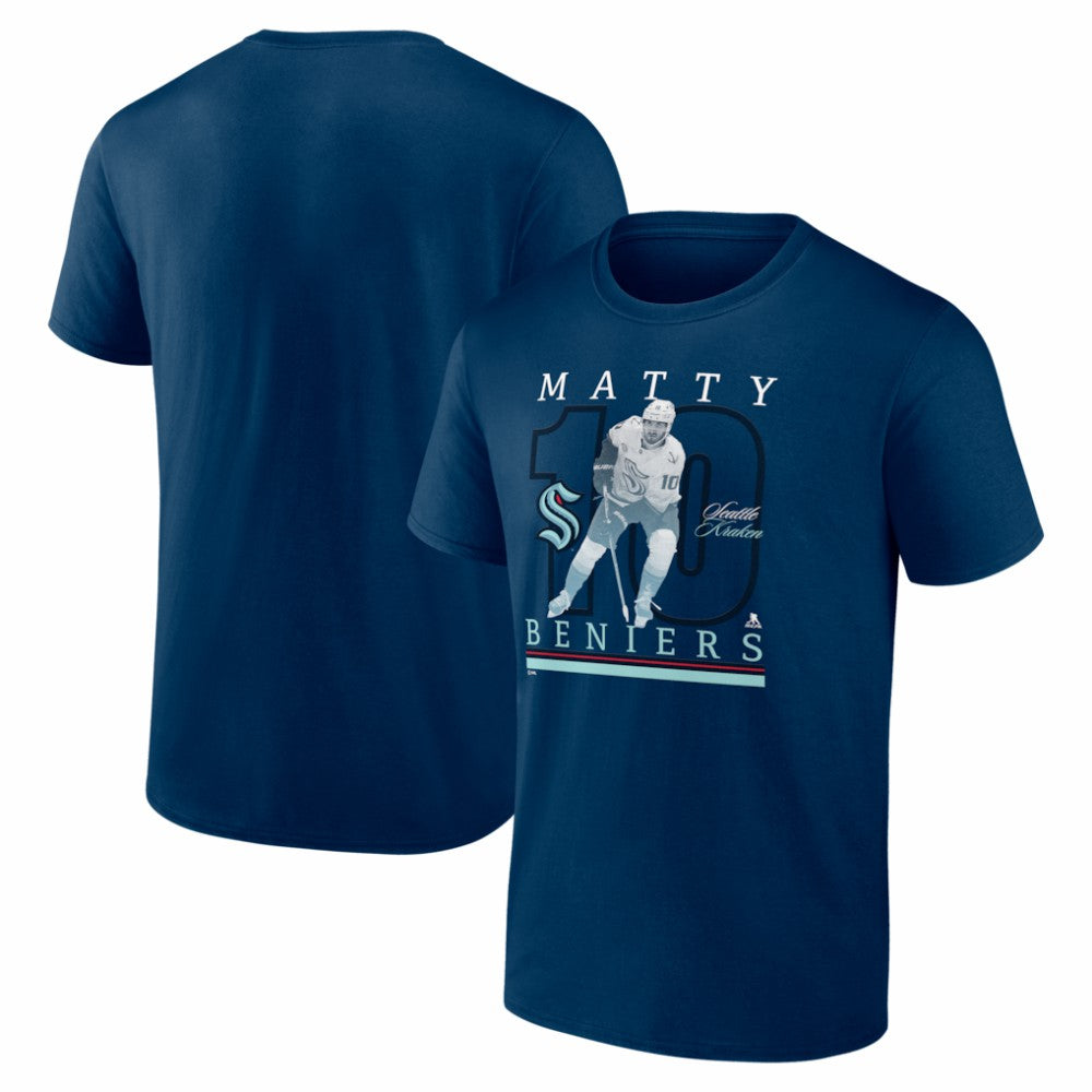Matty Beniers Seattle Kraken Player Show T-Shirt - Deep Sea Blue T-shirts