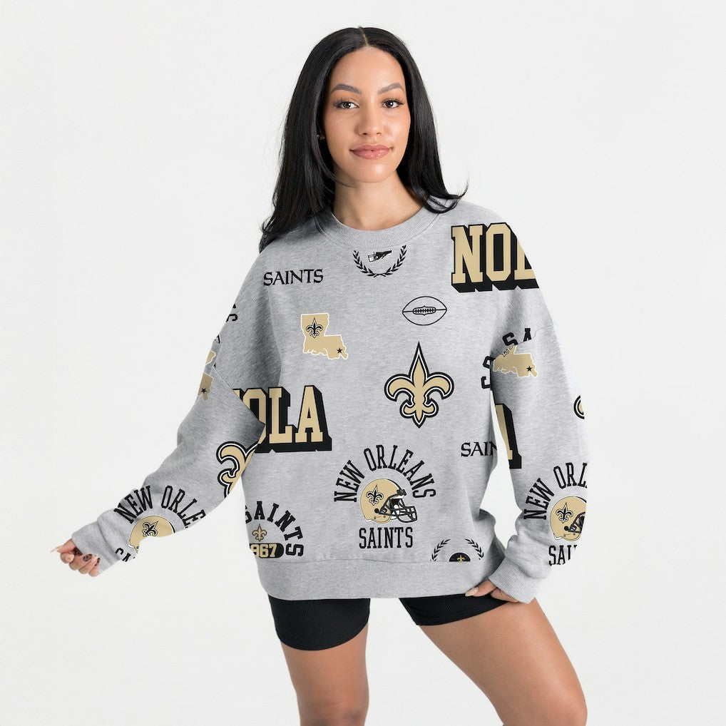 New Orleans Saints Gameday Couture Women's Always On Repeat Fleece Sweatshirt - Heather Gray online
