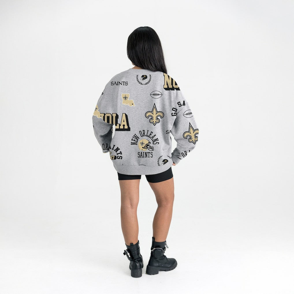 New Orleans Saints Gameday Couture Women's Always On Repeat Fleece Sweatshirt - Heather Gray online