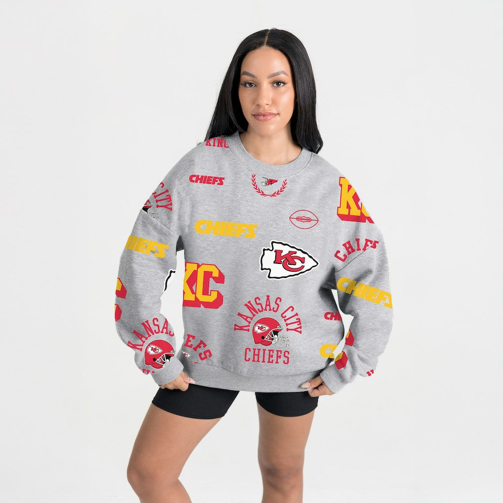 Kansas City Chiefs Gameday Couture Women's Always On Repeat Fleece Sweatshirt - Heather Gray online