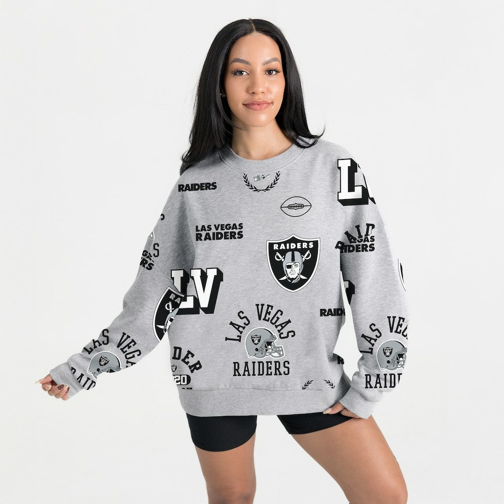 Las Vegas Raiders Gameday Couture Women's Always On Repeat Fleece Sweatshirt - Heather Gray for sale
