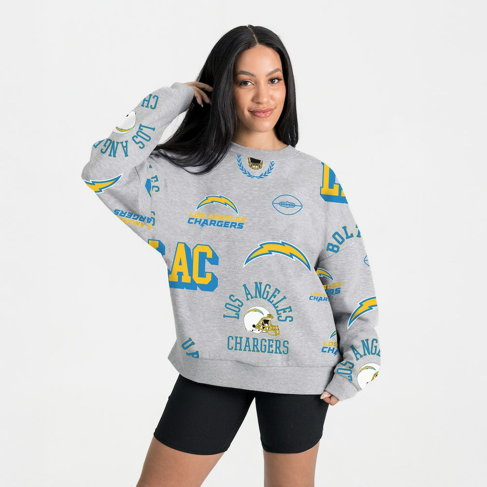 Los Angeles Chargers Gameday Couture Women's Always On Repeat Fleece Sweatshirt - Heather Gray online