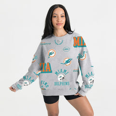 Miami Dolphins Gameday Couture Women's Always On Repeat Fleece Sweatshirt - Heather Gray on sale