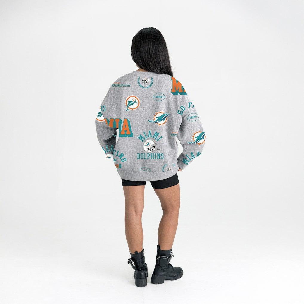 Miami Dolphins Gameday Couture Women's Always On Repeat Fleece Sweatshirt - Heather Gray on sale