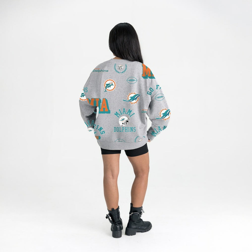 Miami Dolphins Gameday Couture Women's Always On Repeat Fleece Sweatshirt - Heather Gray on sale