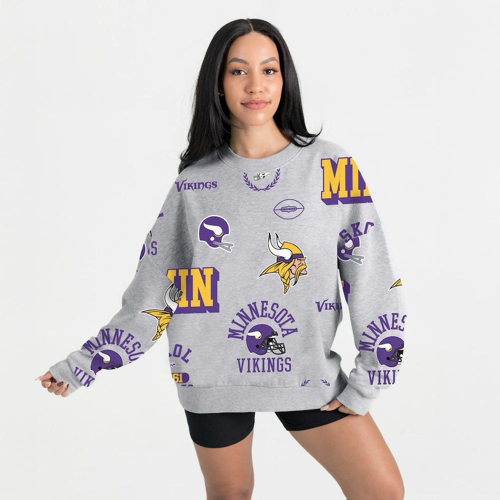 Minnesota Vikings Gameday Couture Women's Always On Repeat Fleece Sweatshirt - Heather Gray online