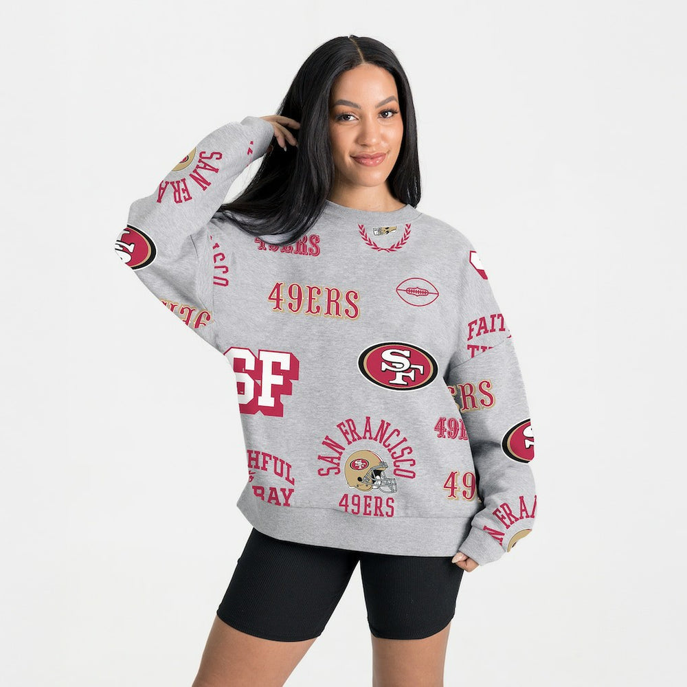 San Francisco 49ers Gameday Couture Women's Always On Repeat Fleece Sweatshirt - Heather Gray on sale