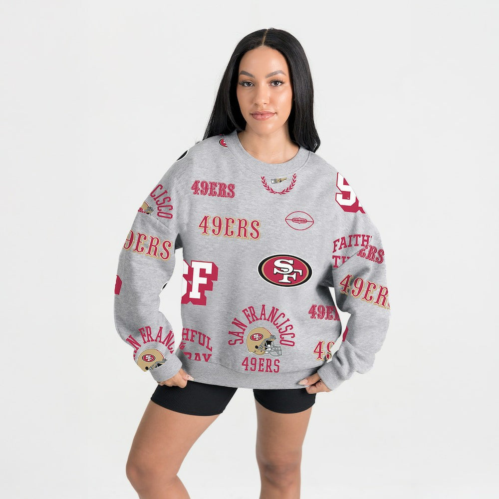 San Francisco 49ers Gameday Couture Women's Always On Repeat Fleece Sweatshirt - Heather Gray on sale