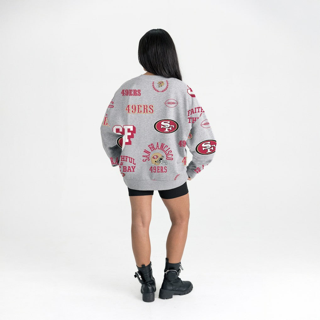 San Francisco 49ers Gameday Couture Women's Always On Repeat Fleece Sweatshirt - Heather Gray on sale