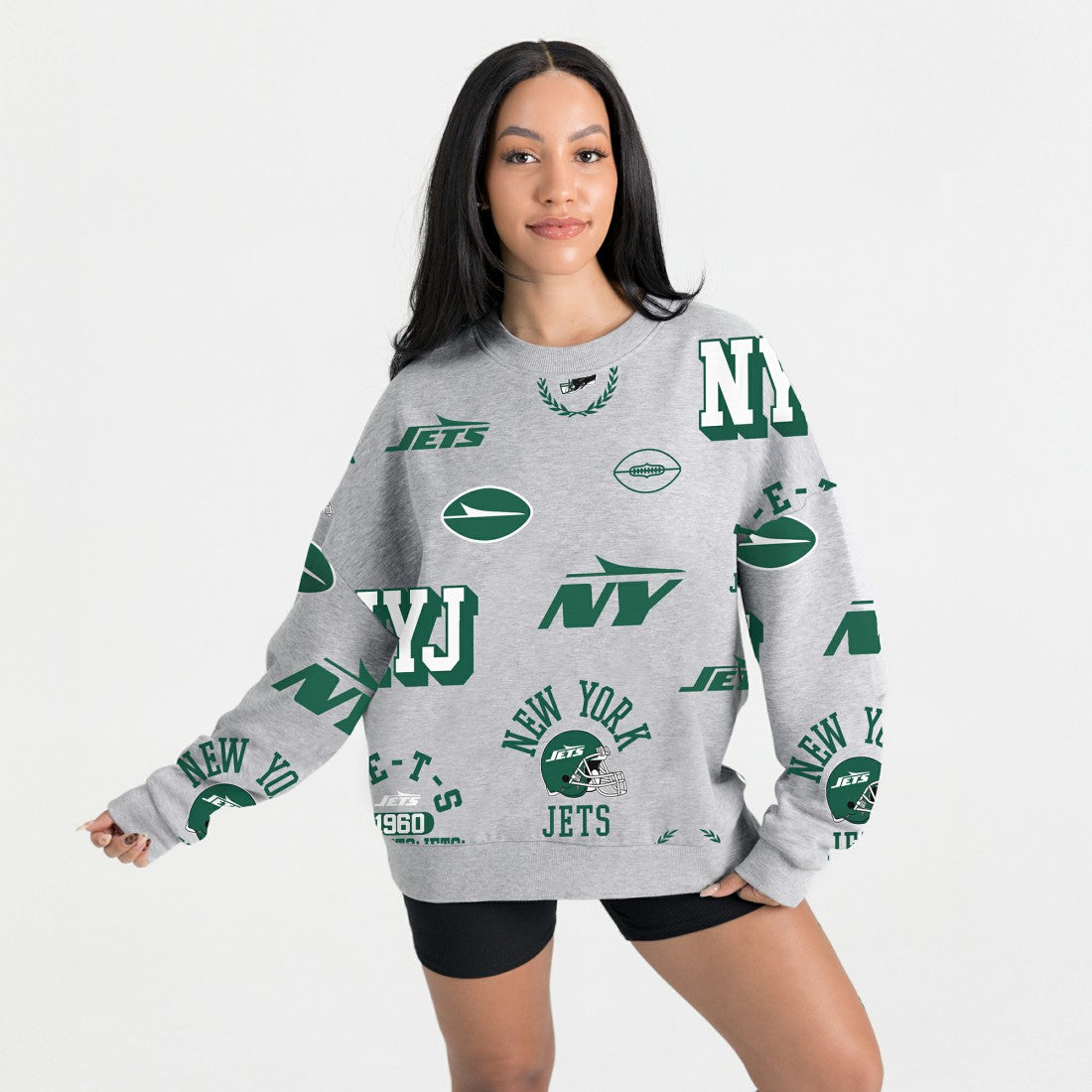 New York Jets Gameday Couture Women's Always On Repeat Fleece Sweatshirt - Heather Gray for sale