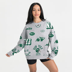 New York Jets Gameday Couture Women's Always On Repeat Fleece Sweatshirt - Heather Gray for sale