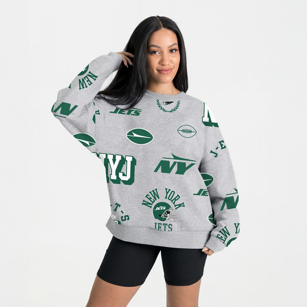 New York Jets Gameday Couture Women's Always On Repeat Fleece Sweatshirt - Heather Gray for sale
