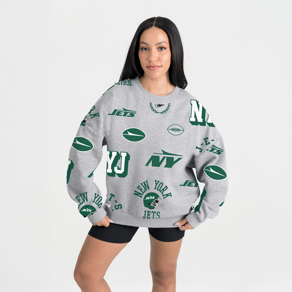 New York Jets Gameday Couture Women's Always On Repeat Fleece Sweatshirt - Heather Gray for sale