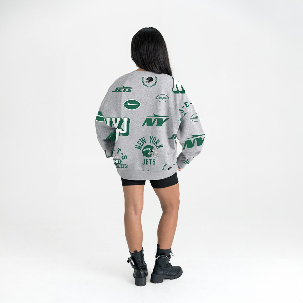 New York Jets Gameday Couture Women's Always On Repeat Fleece Sweatshirt - Heather Gray for sale