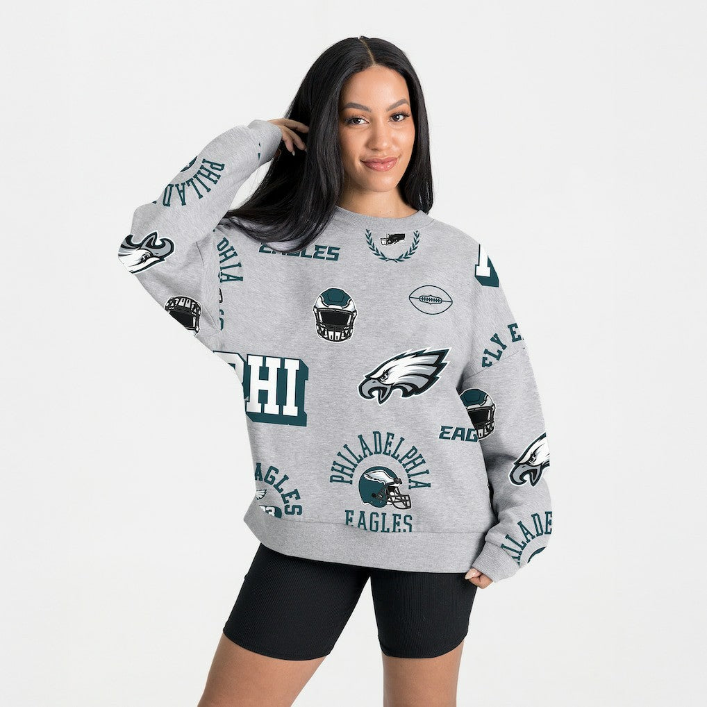Philadelphia Eagles Gameday Couture Women's Always On Repeat Fleece Sweatshirt - Heather Gray cheap