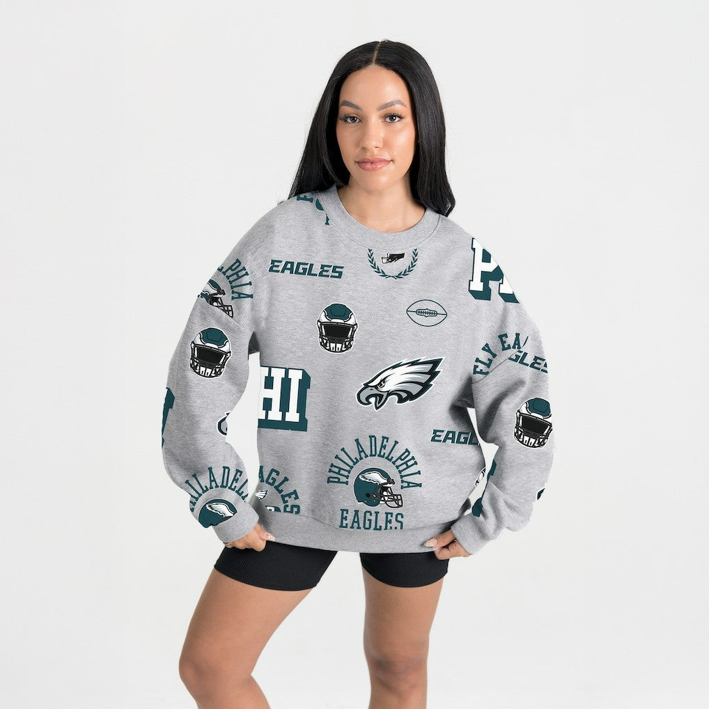 Philadelphia Eagles Gameday Couture Women's Always On Repeat Fleece Sweatshirt - Heather Gray cheap